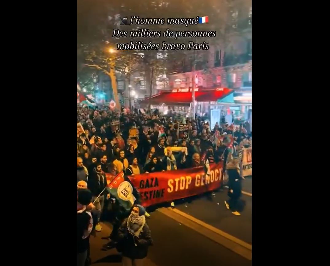 Video: Hundreds protest in Paris for Palestine and Lebanon and demanding an end to Israeli genocide in Gaza
