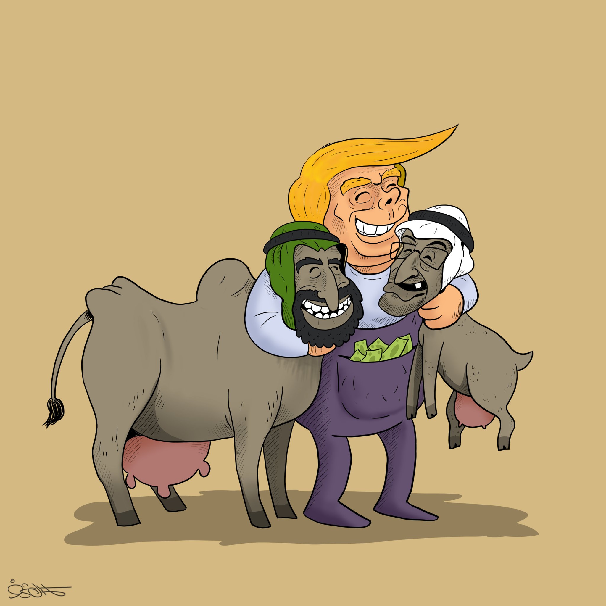 Cartoon: Arab countries in the eyes of Trump as a “milk cow”