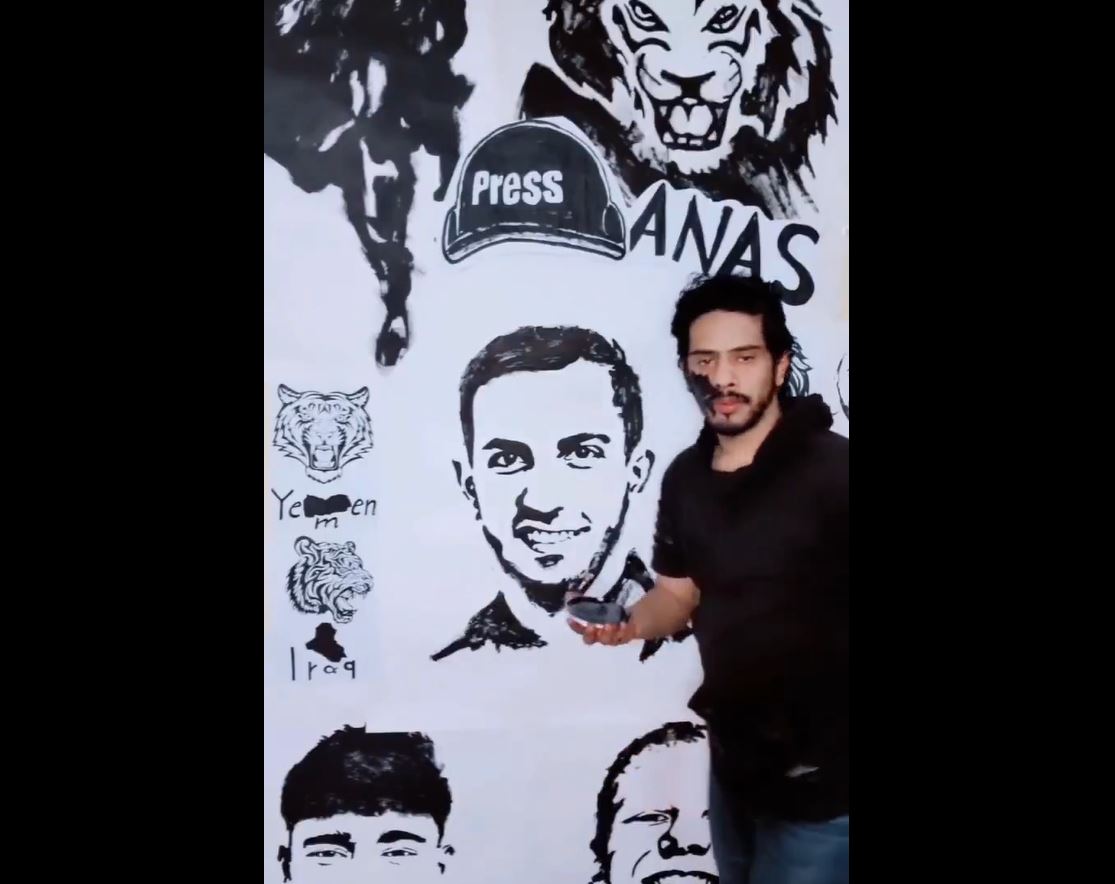 Video: A pro-Palestine artist painted Al Jazeera journalist "Anas Al-Sharif" after Instagram suspended his account