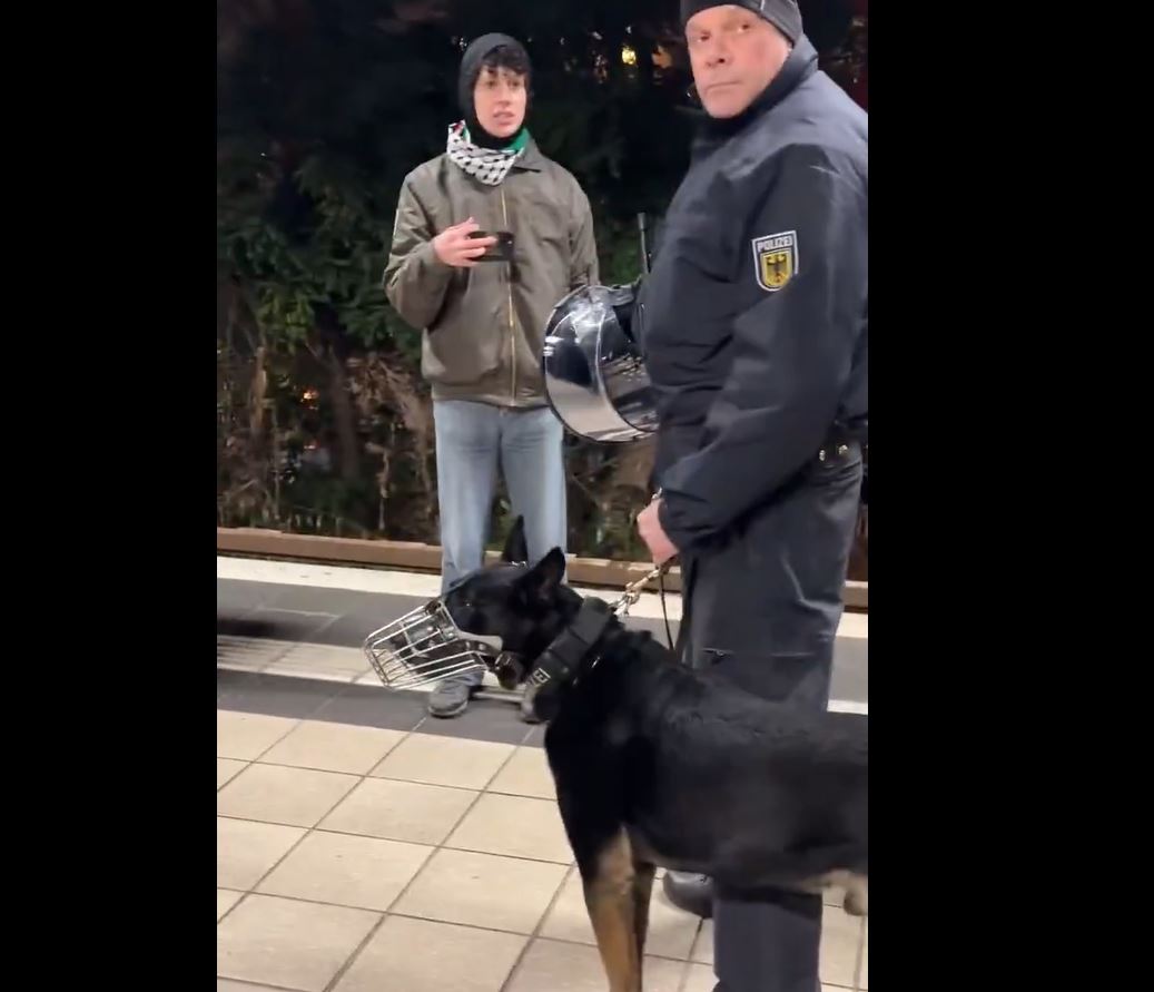 German police suppress a peaceful demonstration in support of Palestine and Lebanon in Berlin