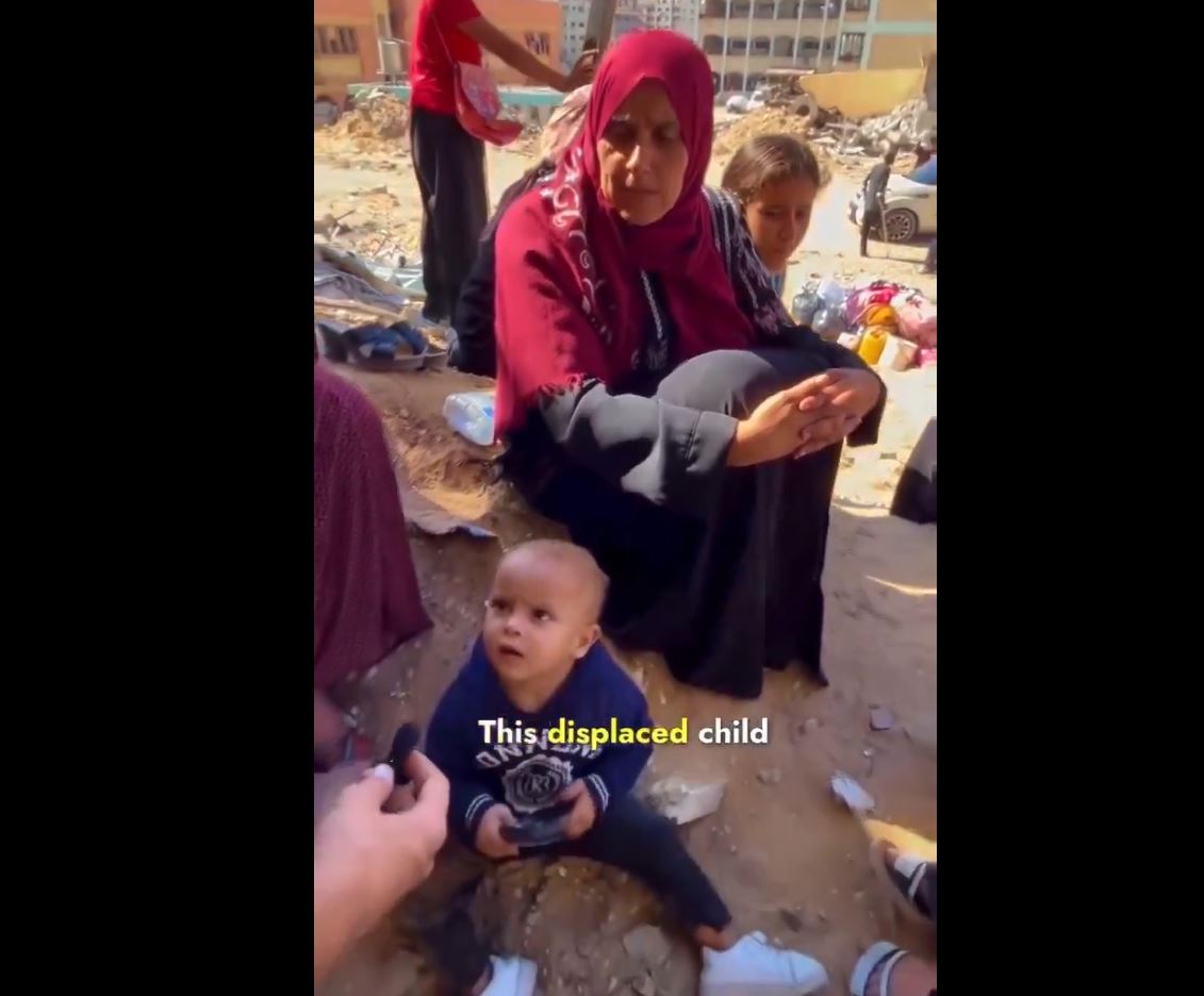Video: Displaced Palestinian from Jabalia in North Gaza sheltering under destroyed buildings