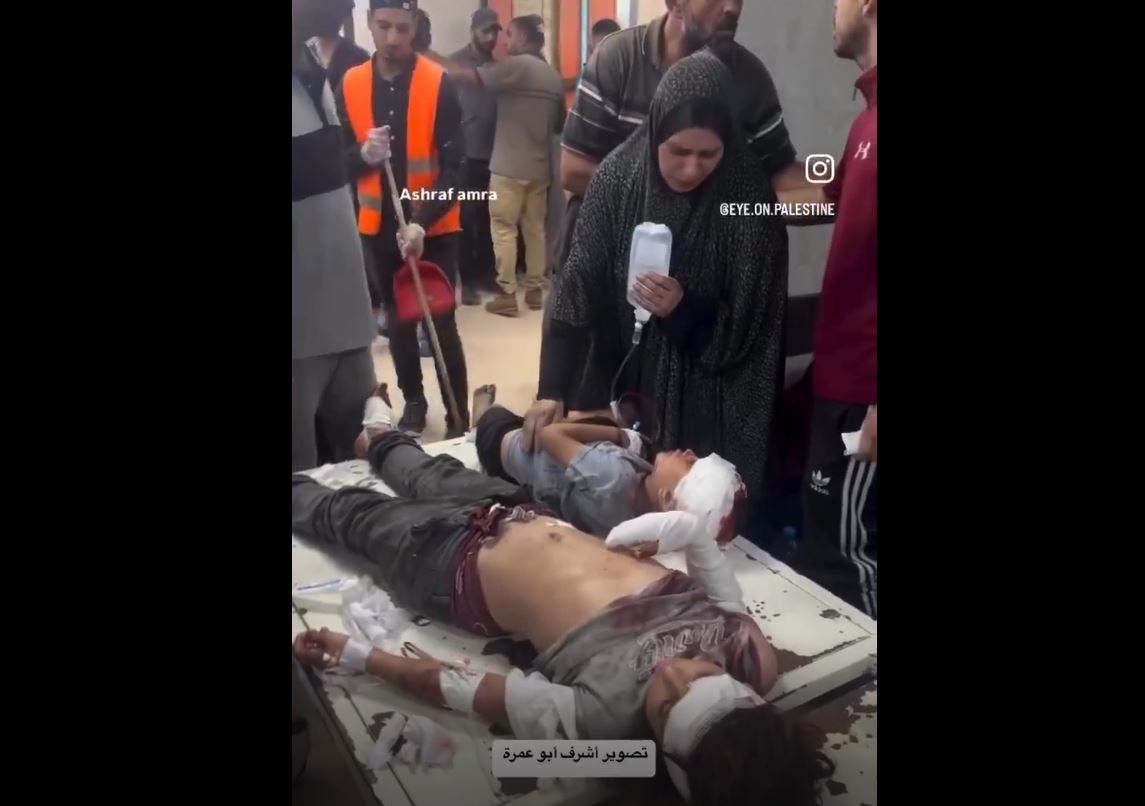 Sensitive Video: Injuries among children after Israeli occupation bombed an UNRWA school in Nuseirat, central Gaza