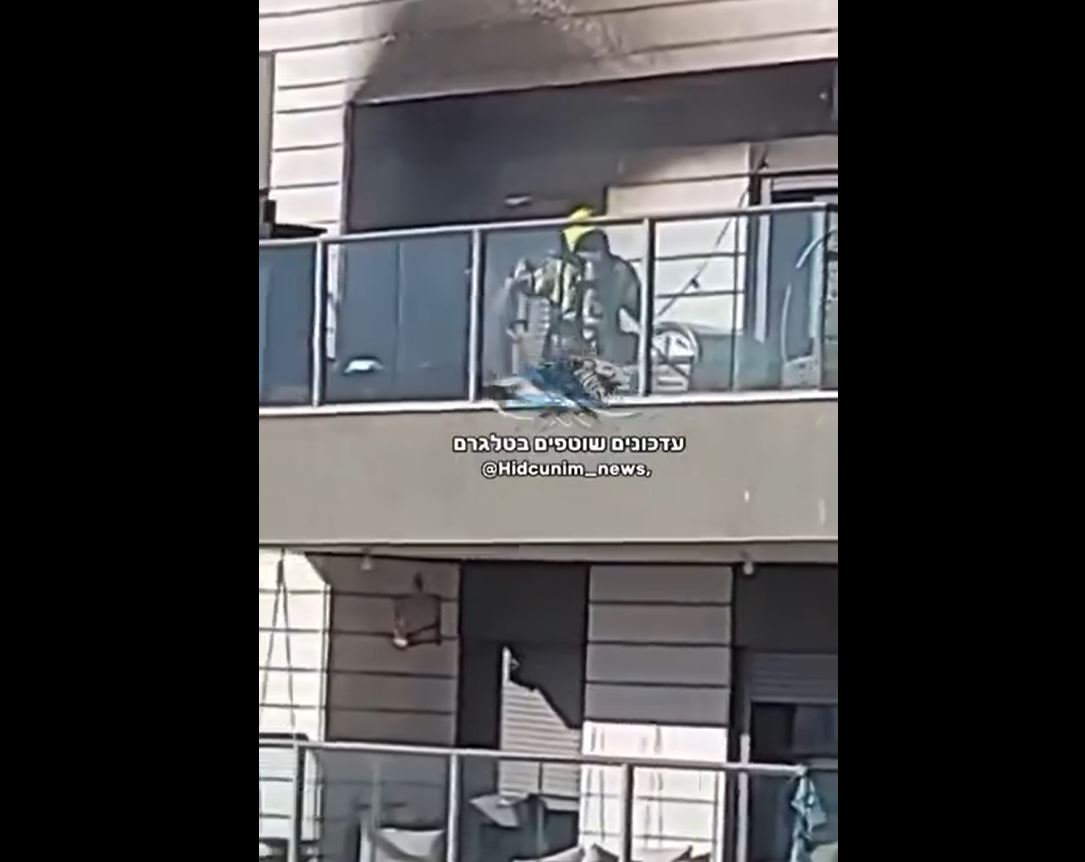 Videos: An apartment in occupied territories burning down after multiple rockets fired from Lebanon 