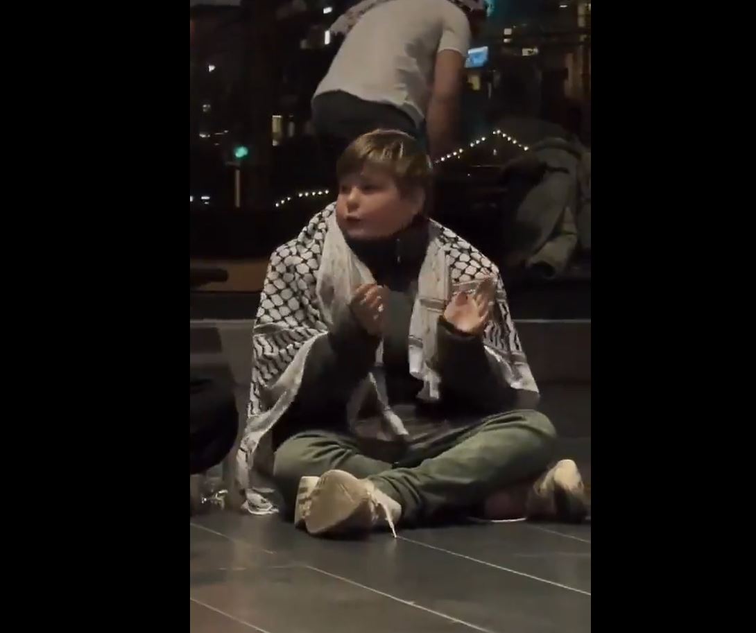 Video: Activists held a sit-in at Malmö Central Station in Sweden to show their support for Gaza 