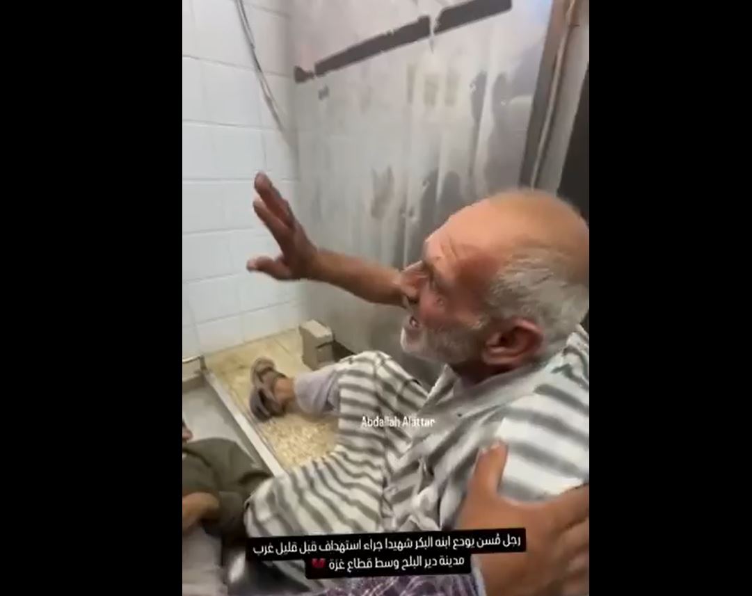 Video: A grieving Palestinian father sends off his son martyred in Israeli airstrike in Deir al-Balah