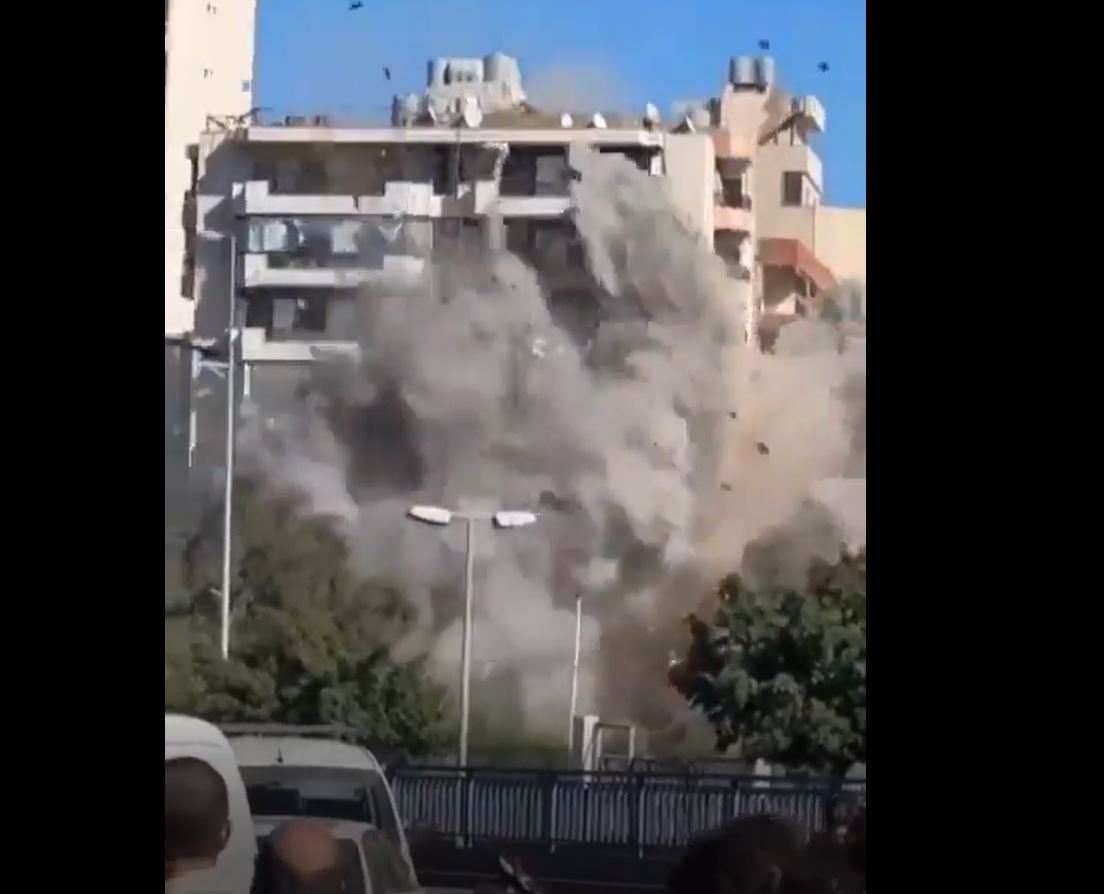 +5 Videos: Moment a residential building targeted by Israeli airstrike and collapsed in Beirut, Lebanon