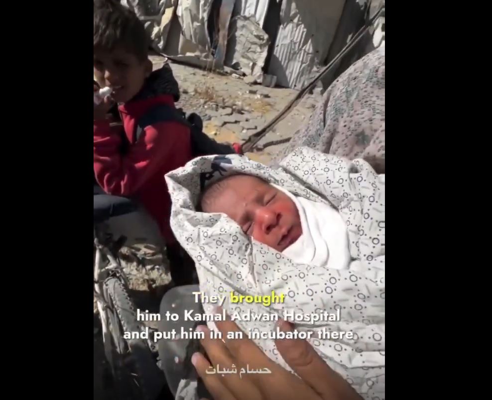 Video: This Palestinian baby has no one and found in streets after his mother martyred by Israel