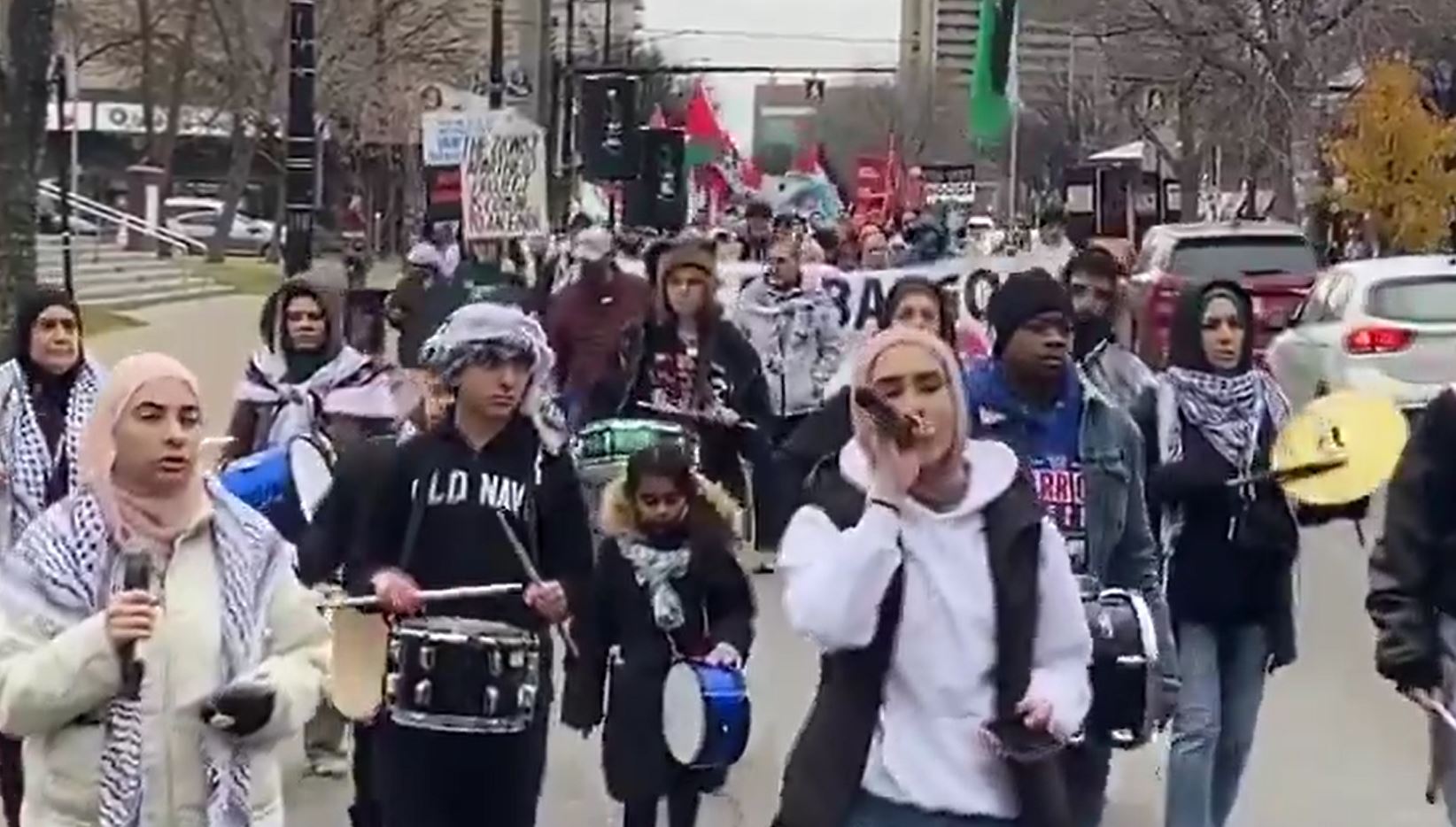 Video: A demonstration in solidarity with Palestine in Edmonton, Canada against ongoing Israeli genocide in Gaza