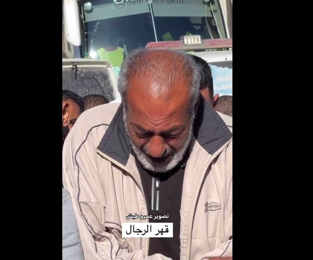 Video: Palestinian men break down in tears during funeral prayer for victims of Israeli attacks in Khan Younis