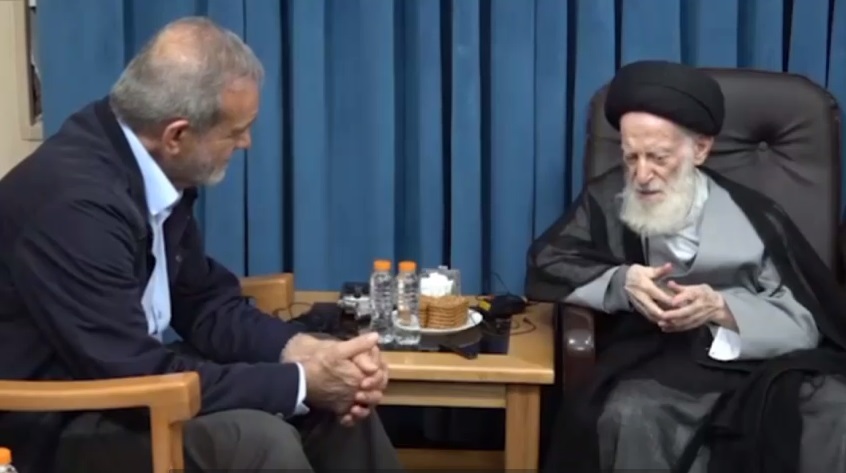 ویدیو | مسعود پزشکیان با آیت‌الله شبیری زنجانی دیدار کرد