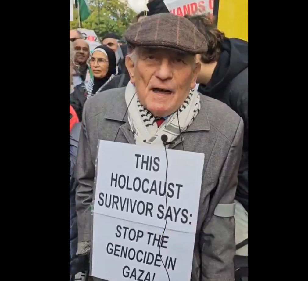 Video: Holocaust survivor in London march says end to ongoing Israeli genocide in Gaza 