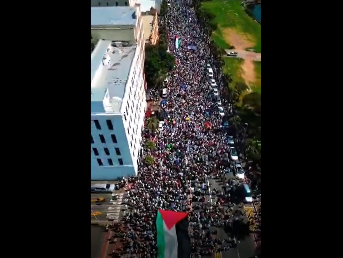 Video: Thousands of protesters gathered in Cape Town to mark first anniv of ongoing Israeli genocide in Gaza