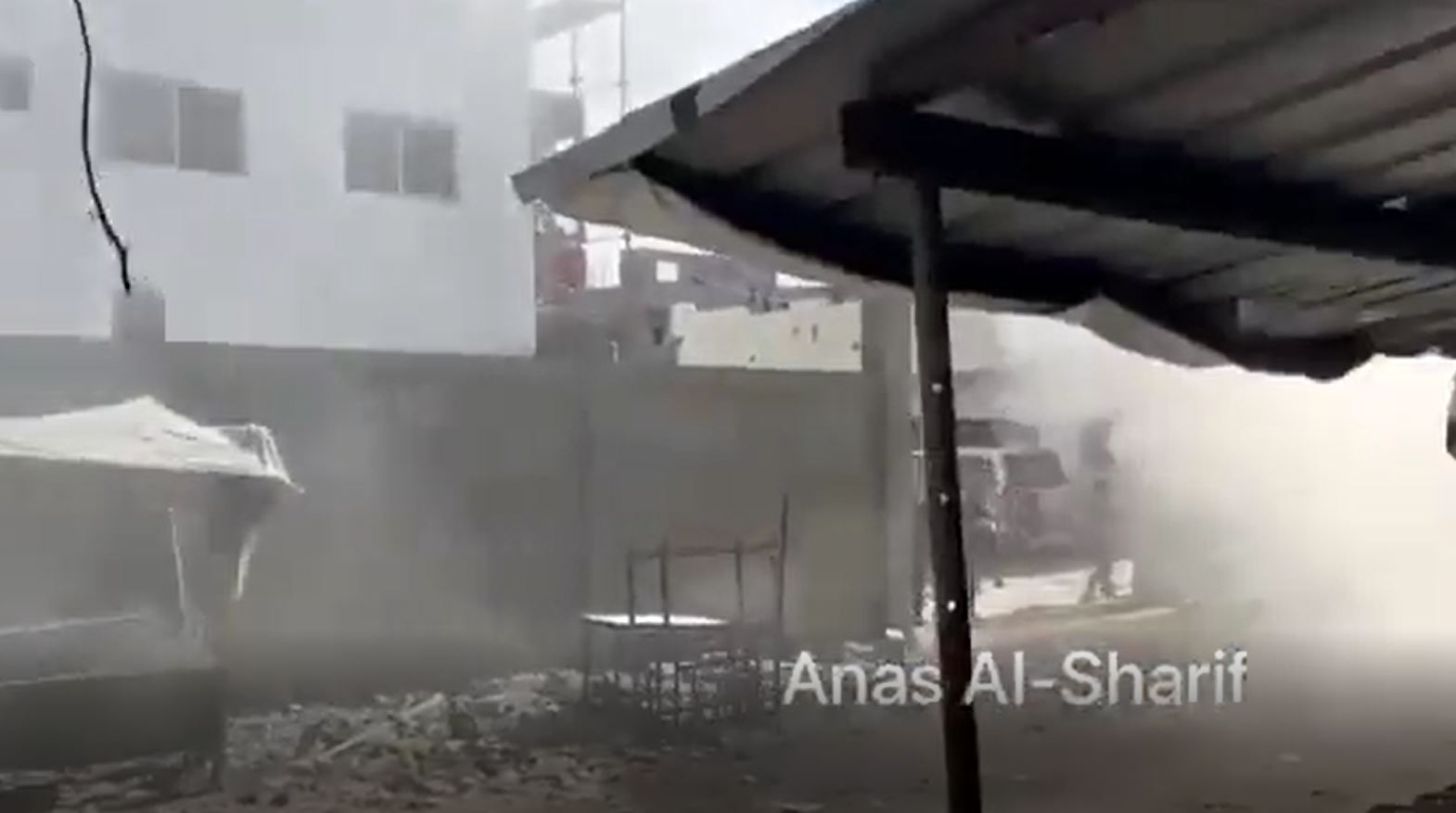Video:  IOF launched suffocating smoke bombs at courtyard of Kamal Adwan Hospital in Jabalia, Gaza 
