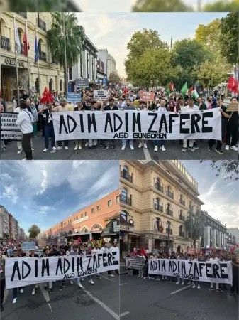 AGD Gazze için yürüdü! Aksa Tufanı'nın sene-i devriyesinde Büyük Kudüs Yürüşü