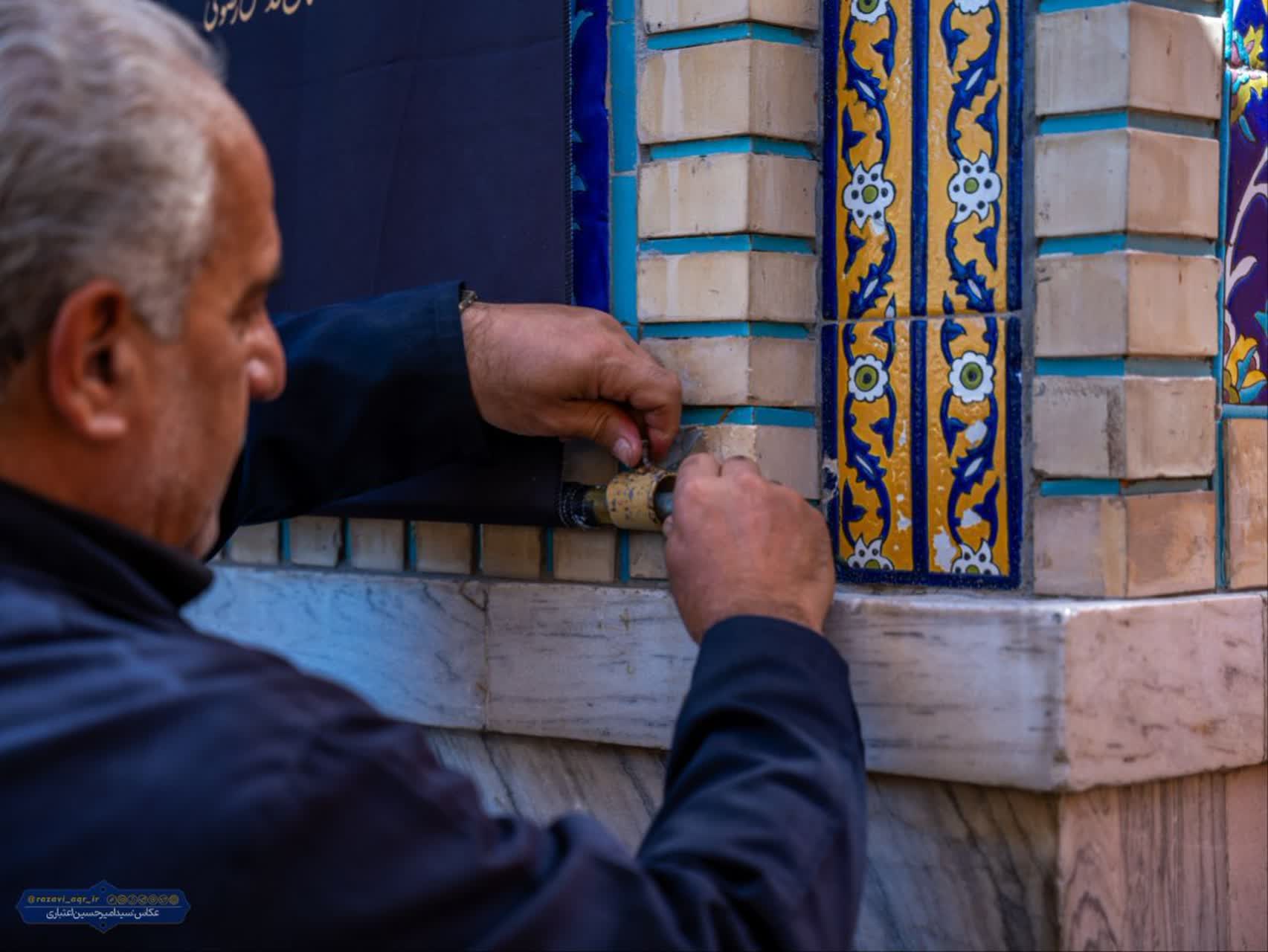 Photos: Razavi holy shrine covered in black on eve of Imam Hasan al-Askari martyrdom anniversary