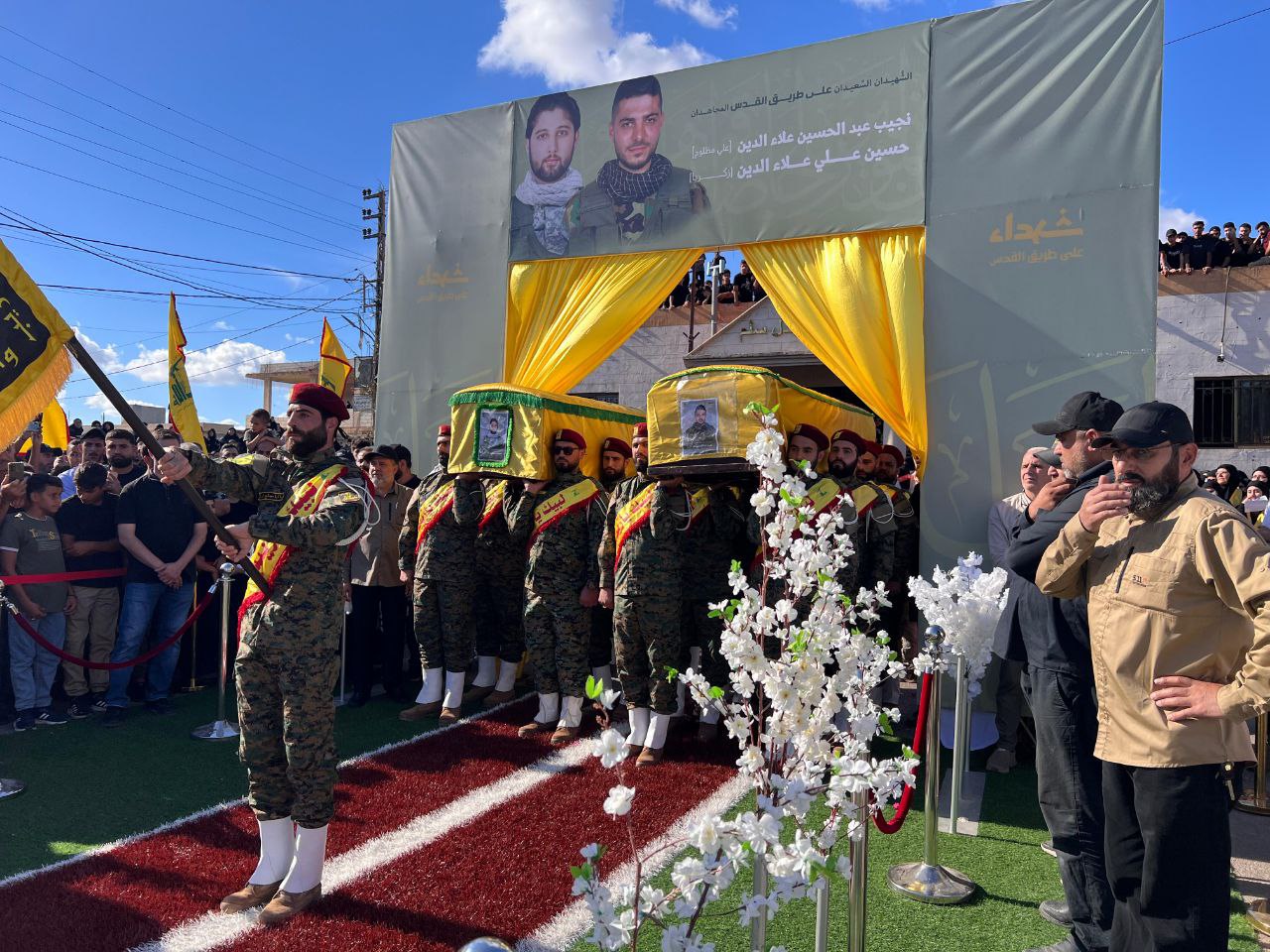 Video: Funeral procession of two Hezbollah martyrs 'Najeeb and Hussein Aladdin' in Majdal Selm, Lebanon