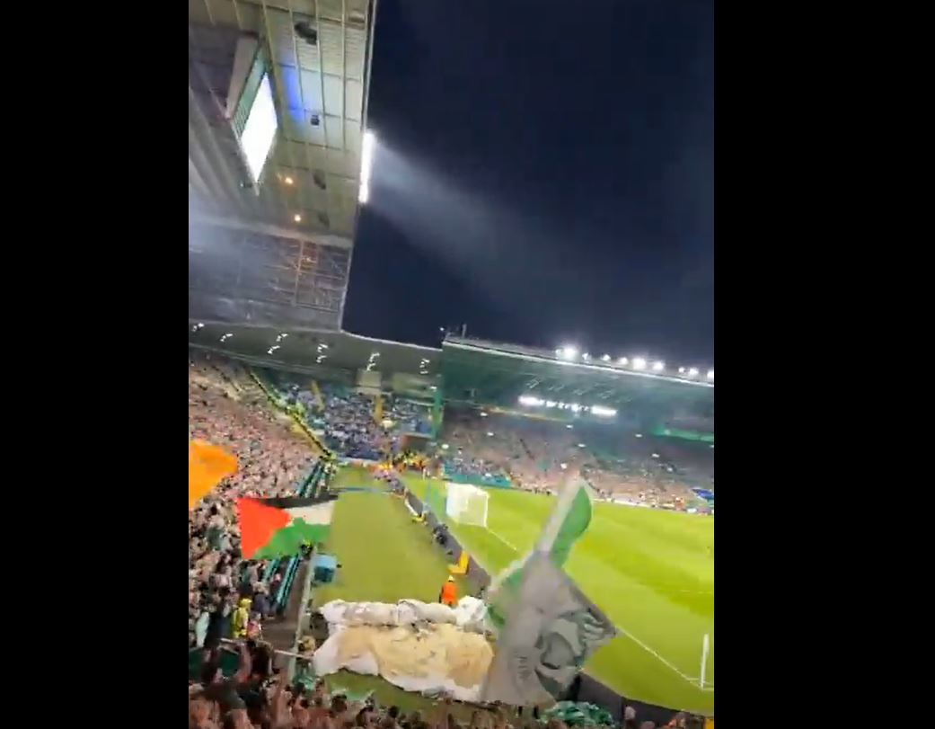 Video: Celtic football fans raised Palestinian flag in solidarity with Palestine in Champions League 