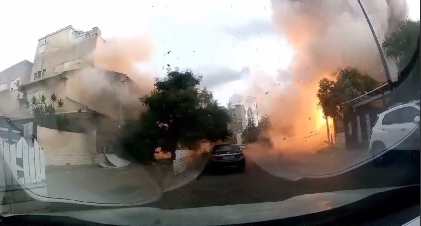 Video: Moment when Hezbollah rocket fell in north of Haifa this morning