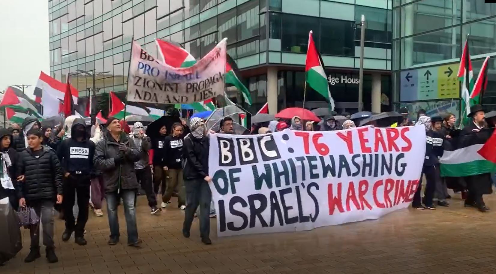 Video: Activists hold a pro-Palestine protest outside BBC headquarters in Manchester