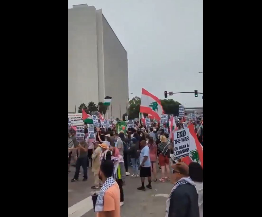 Video: A demonstration held in Los Angeles in solidarity with Palestine and Lebanon