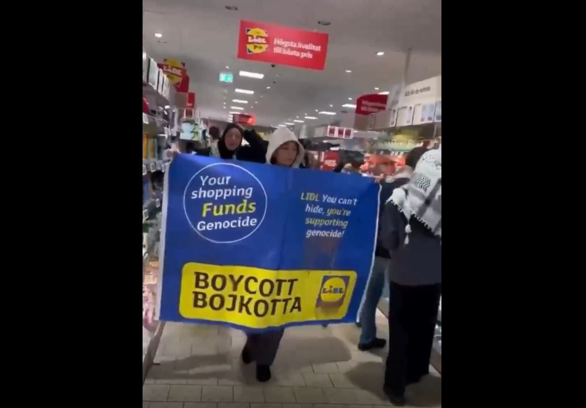 Video: Pro-Palestine activists in Gothenburg, Sweden remove Israeli products in Lidl stores 