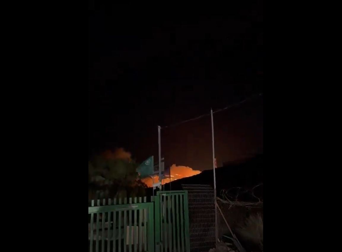 Video: A large fire erupted in colonial Israeli settlement of Ma'ale Mikhmas by rockets fired from Lebanon