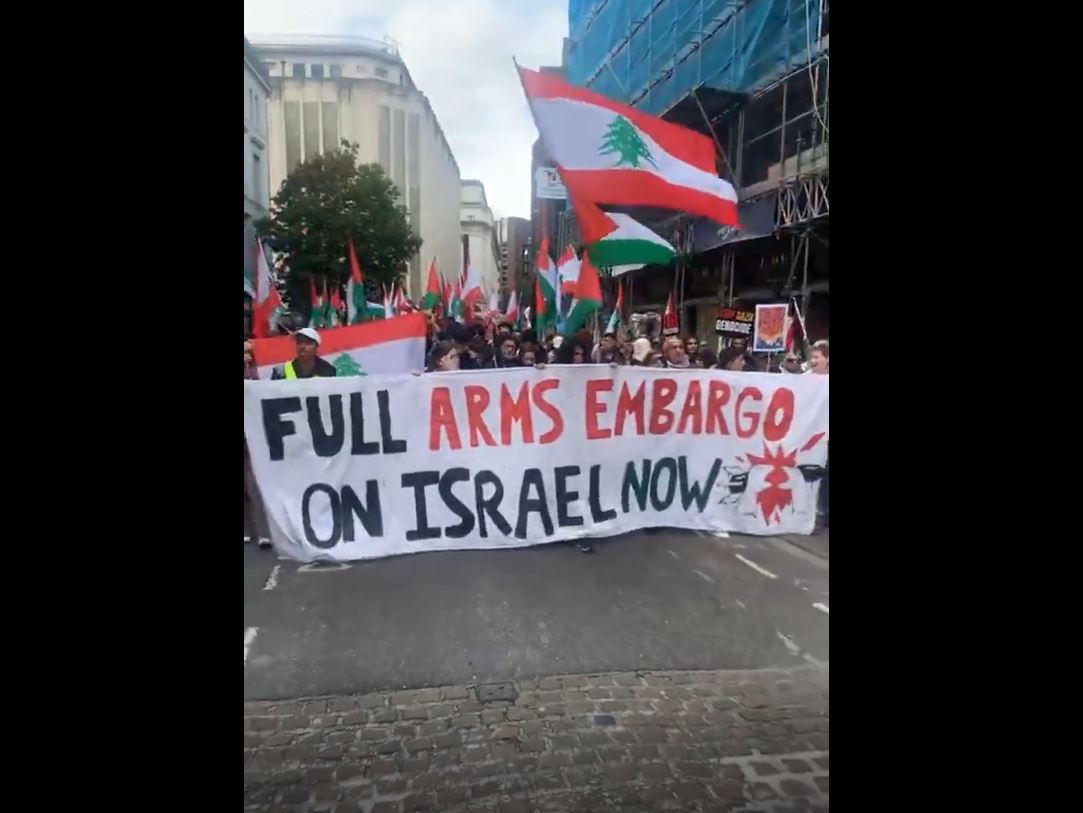 Video: Massive demonstration in Manchester to show unwavering support with Palestinian and Lebanese people