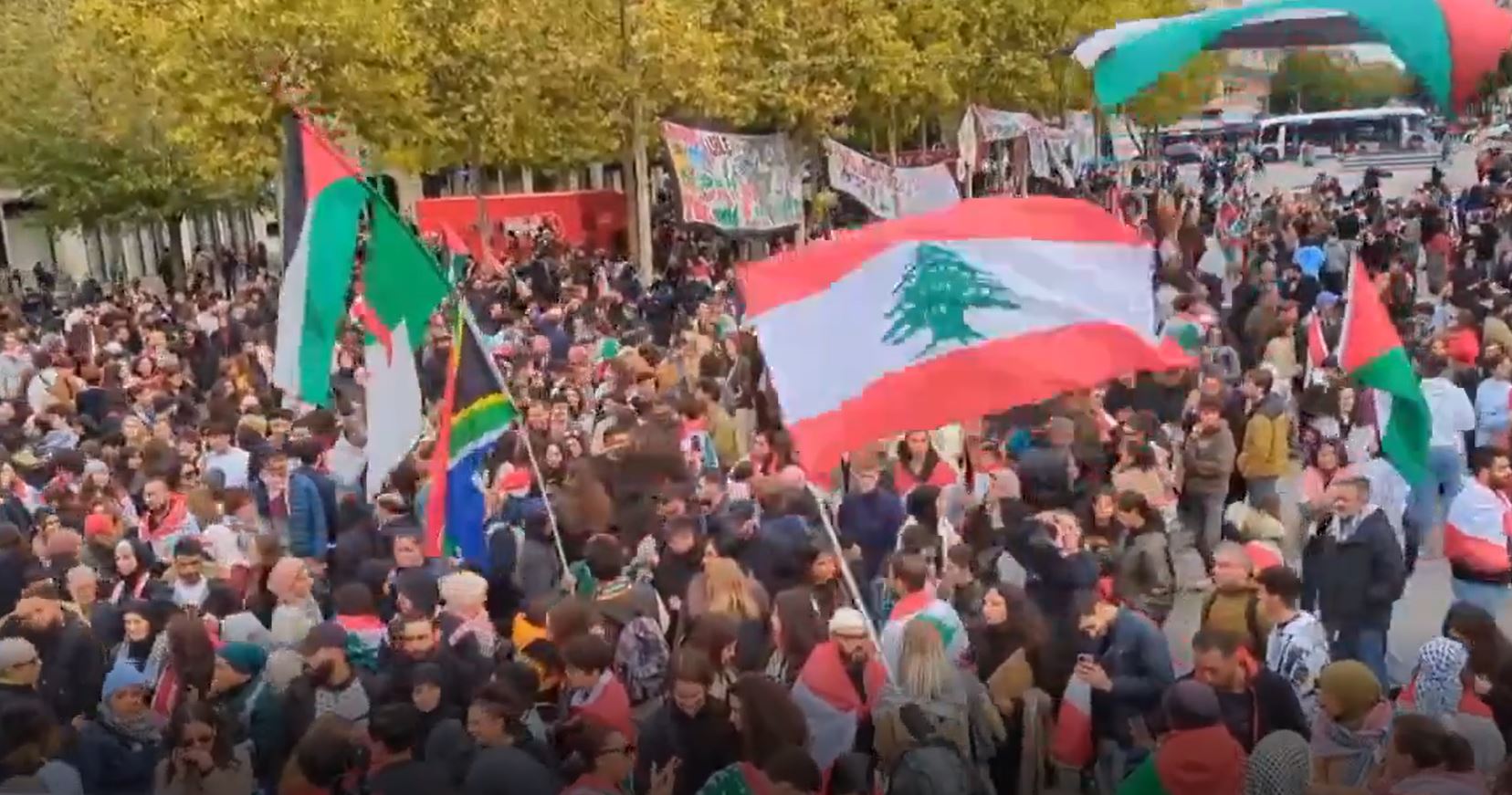 Video: A massive protest held in France in solidarity with Palestine and Lebanon