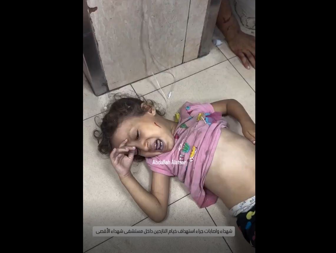 Scenes from aftermath of deadly Israeli airstrike last night outside Al-Aqsa Hospital in Deir el-Balah