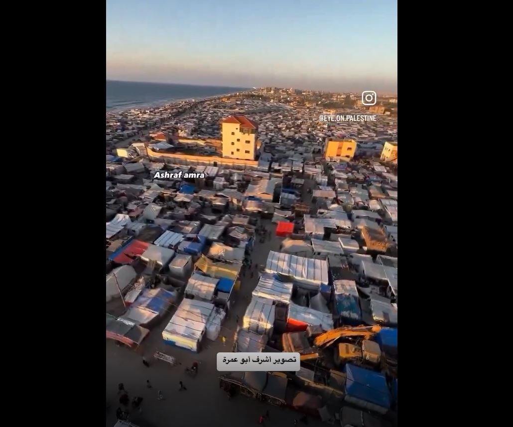 A video shows overcrowding of displaced Palestinian tents in Khan Younis, south Gaza 