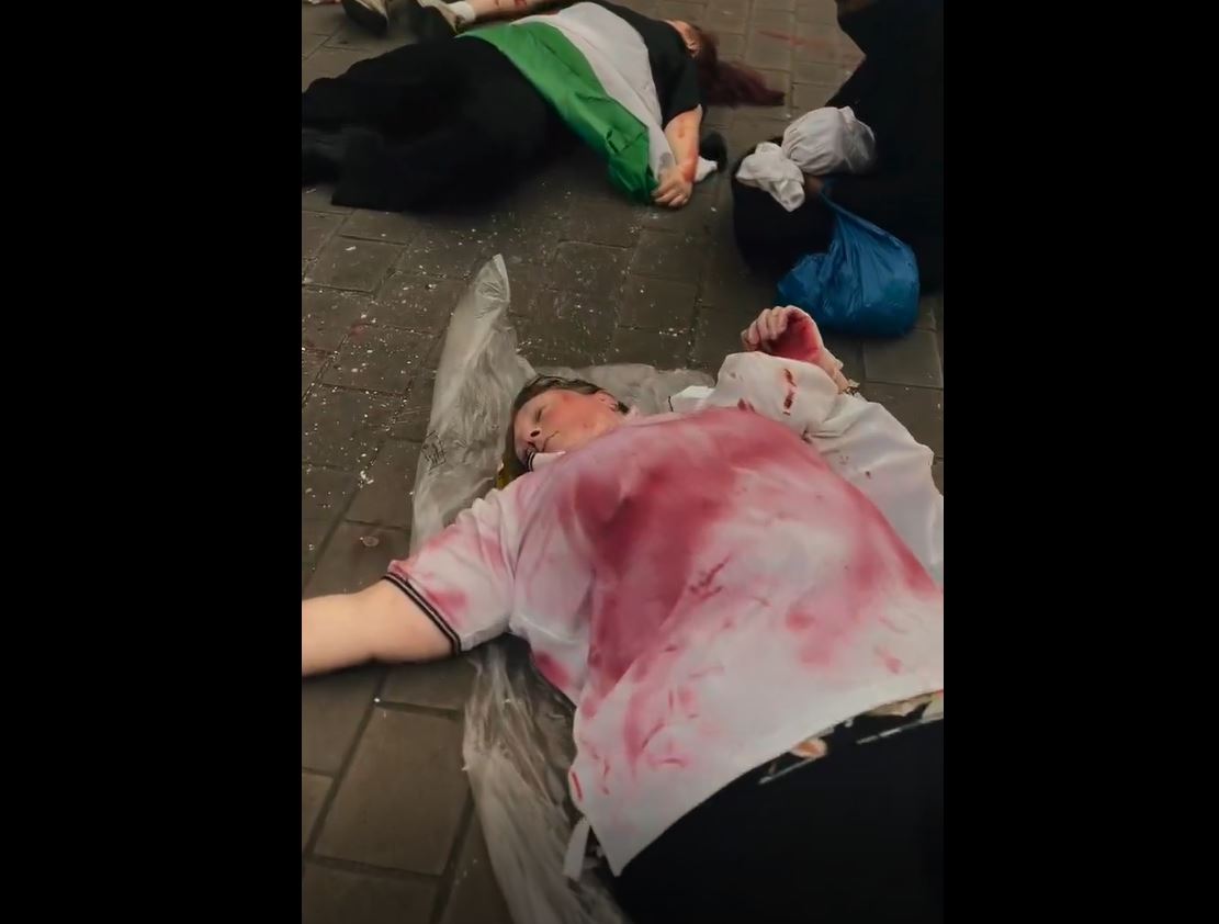 Video: Pro-Palestine activists staged a die-in vigil in front of Zara in Leeds, UK condemn Israeli genocide in Gaza 