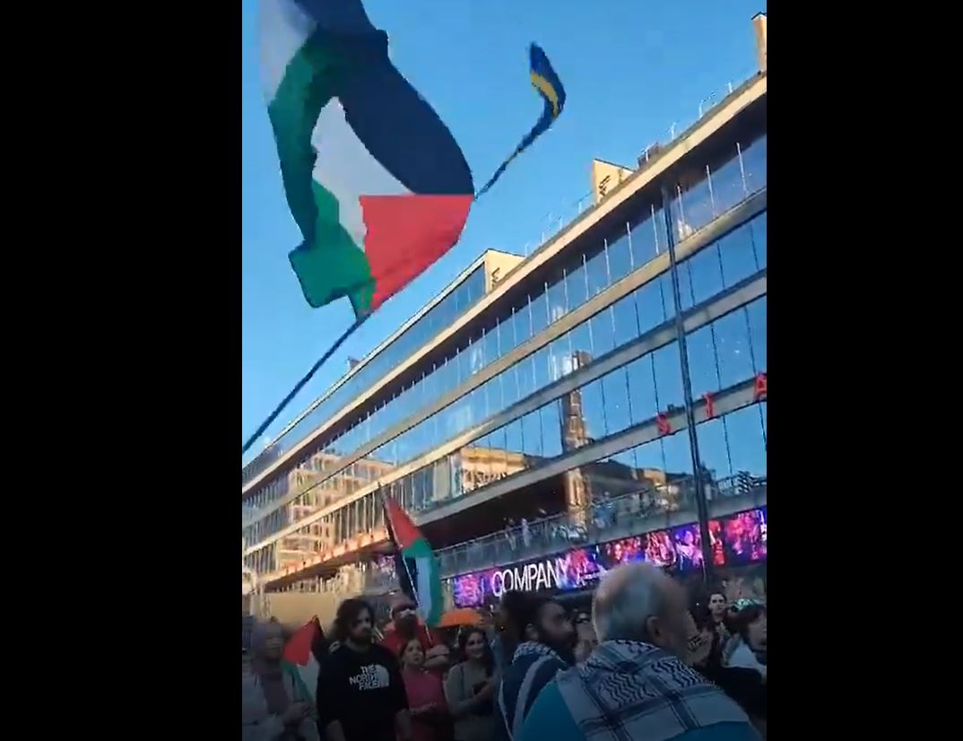 Scenes from a pro-Palestine protest in Stockholm, Sweden to support Gaza and denounce Israeli genocide