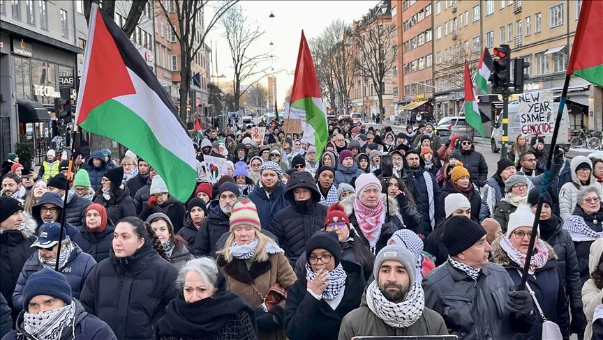 Pro-Palestinian rally held in Stockholm, Switzerland