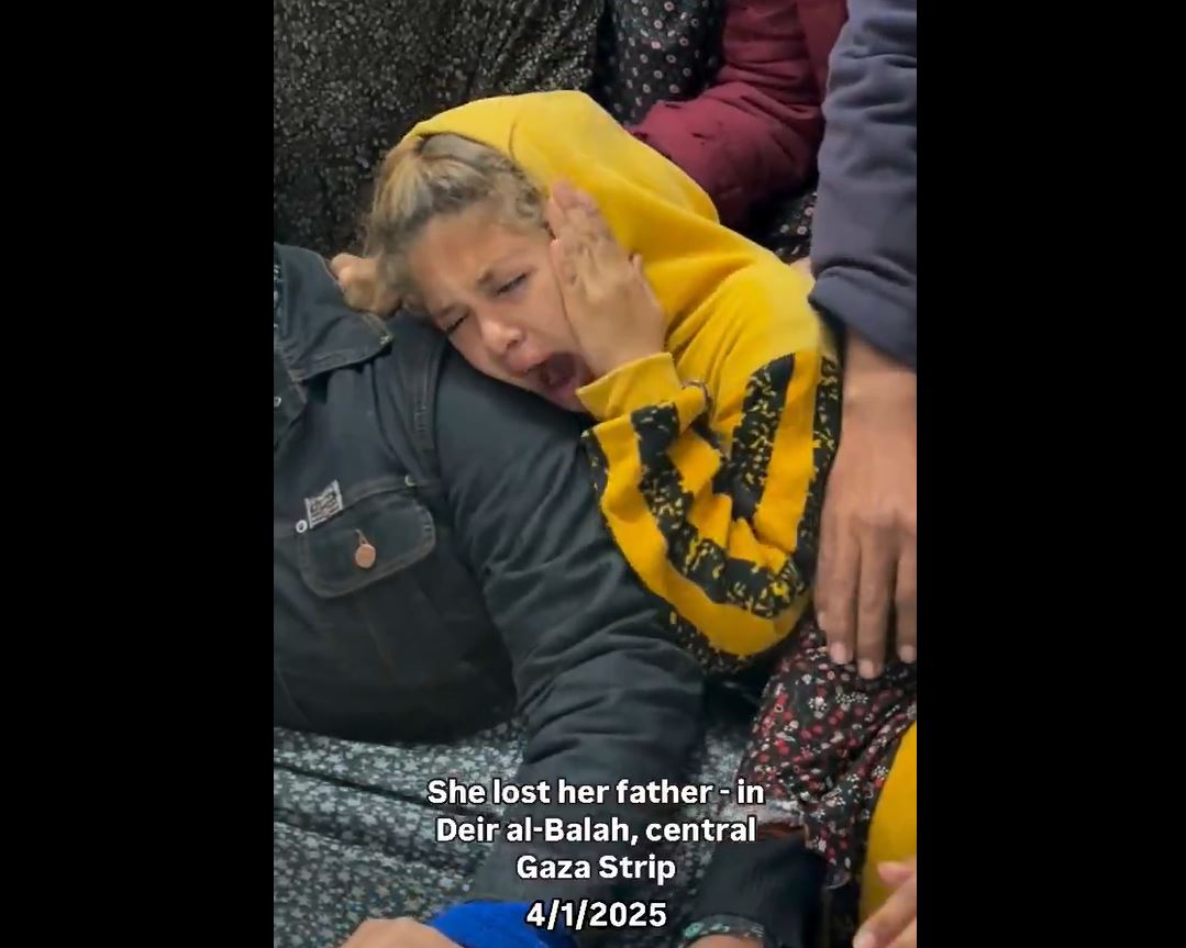 Video: A Palestinian young girl devastated by loss of her father in Israeli airstrike on Deir el-Balah, central Gaza