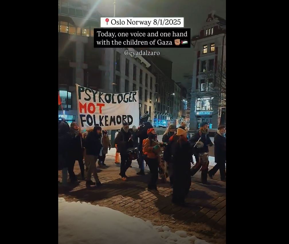 Video: Hundreds of Norwegian people in Oslo raise their voices for Gaza, calling end to Israeli genocide