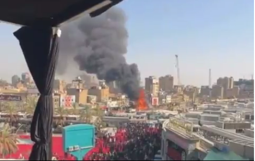 Brand in der Nähe des Schreins von Imam Hussain (a. s. ) in Kerbela