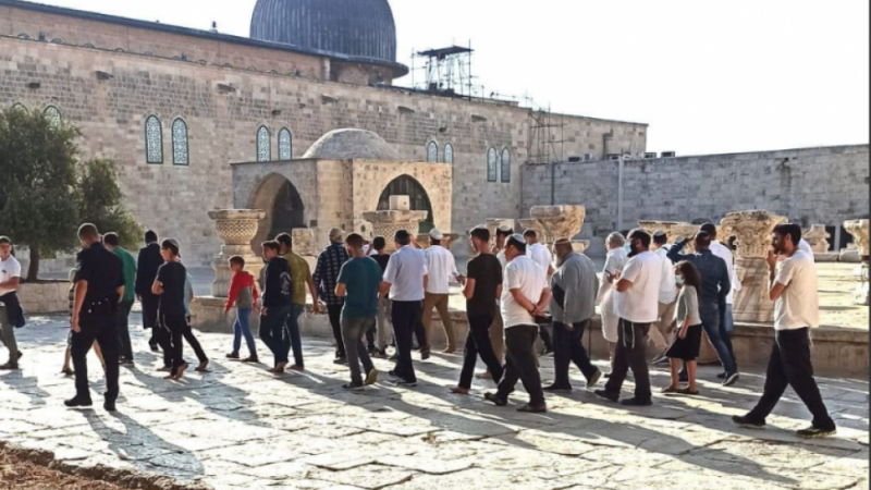 Dozens of Zionist settlers storm Al-Aqsa Mosque compound