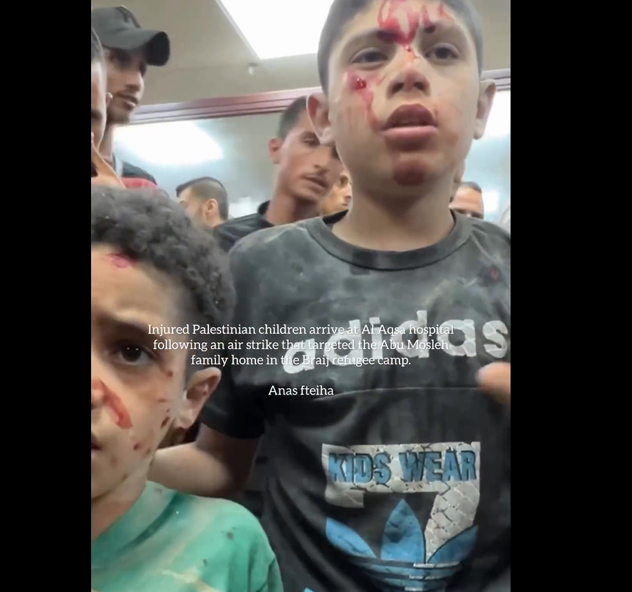 Video: Children seriously injured after occupation forces bombed a house in Bureij camp, central Gaza 