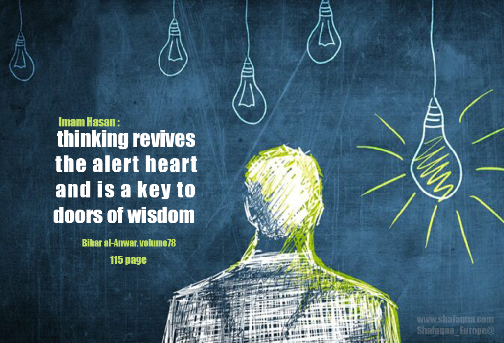 Hadith Graph: “Thinking revives the alert heart and is a key to doors of wisdom”