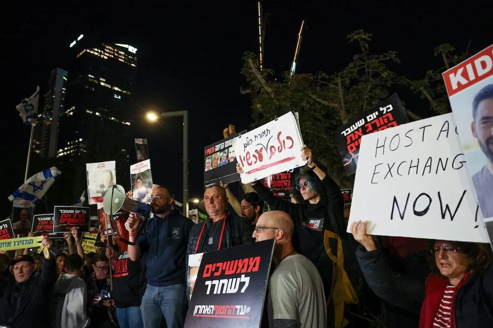 Hundreds of Israelis held protest outside Gantz’s home, demanding hostage deal with Hamas