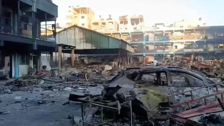 فیديو | الدمار الكبير الذي حل بمدرسة خليفة شمال غزة