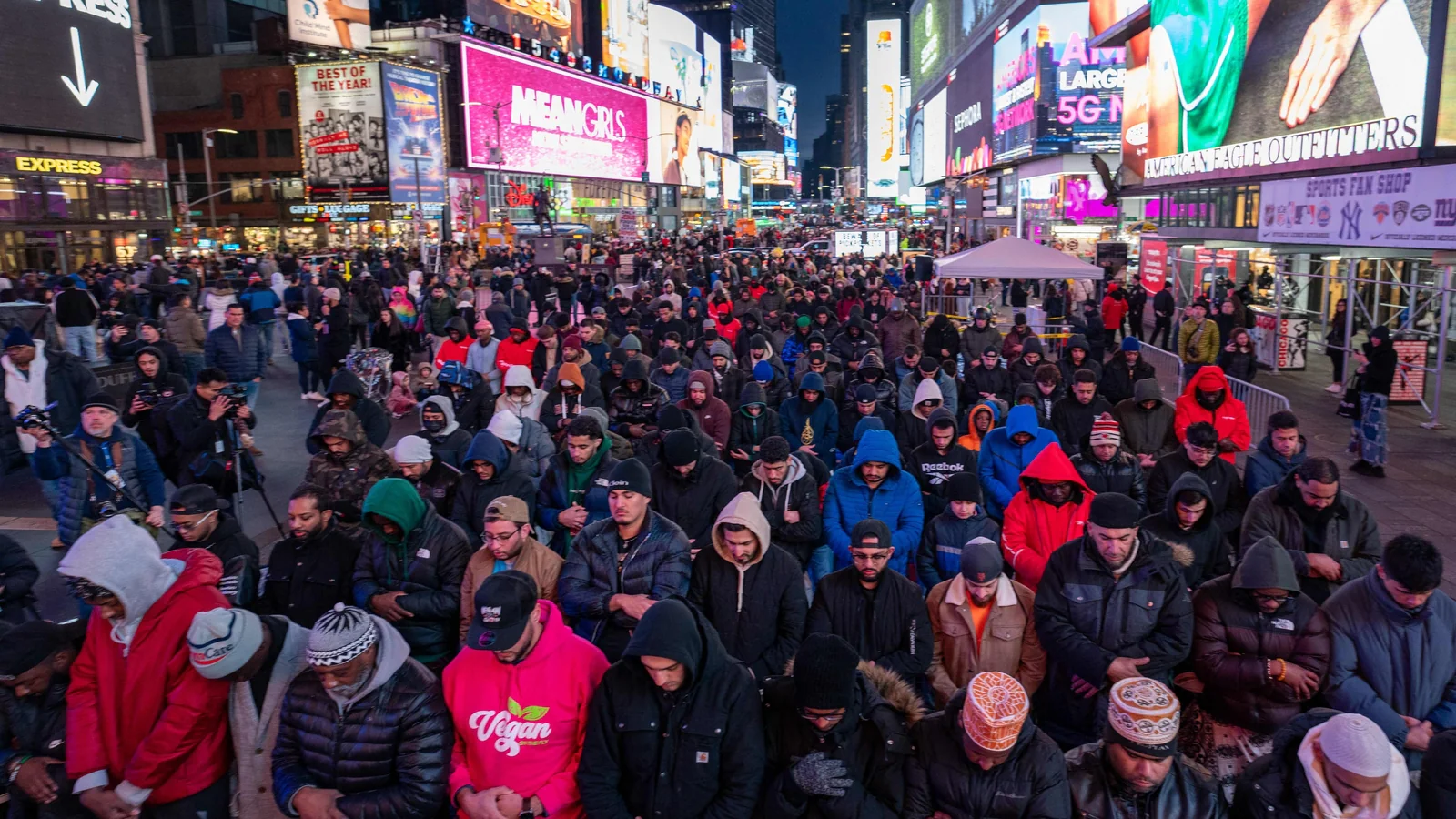 Muslims pray in New York’s Times Square as Ramadan begins