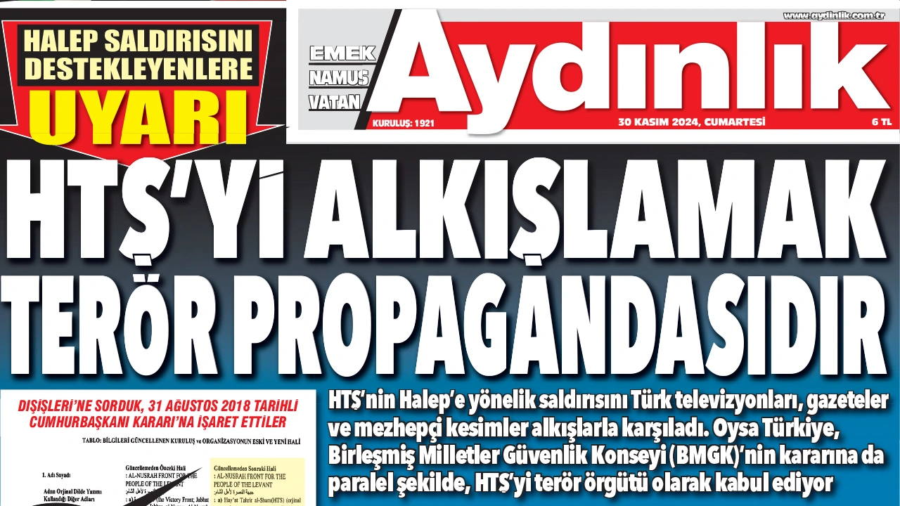 Halep saldırısını destekleyenlere uyarı: HTŞ’yi alkışlamak terör propagandasıdır