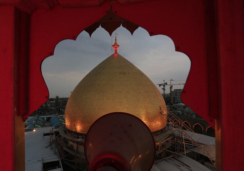 پنجره‌هاى جديد گنبد حرم مطهر امام علی(ع) + تصاویر