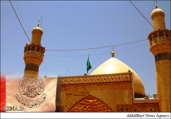 تشییع پیکر شهدای عراق در تابوتی پیچیده با آرم آستان قدس علوی + عکس