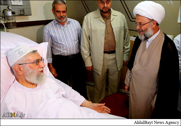 عیادت فرزندان «آیت الله وحید خراسانی» و «آیت الله تبریزی(ره)» از رهبر معظم انقلاب + عکس
