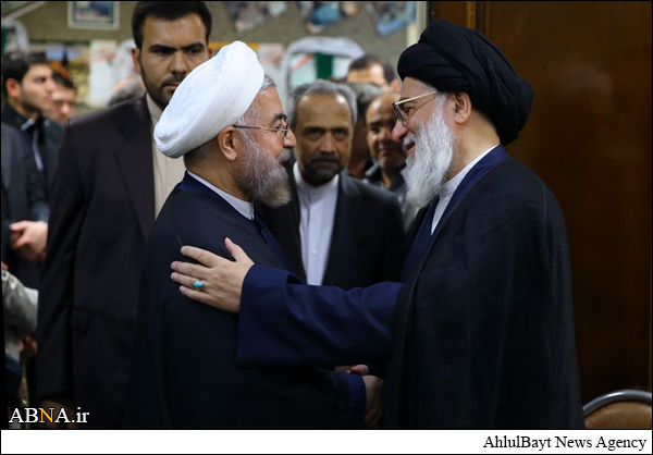 حضور دکتر روحانی در مراسم ختم والده آیت‌الله هاشمی شاهرودی + تصاویر
