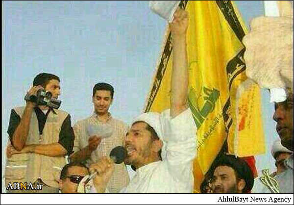 سخنرانی شیخ علی سلمان زیر پرچم حزب‌الله + عکس