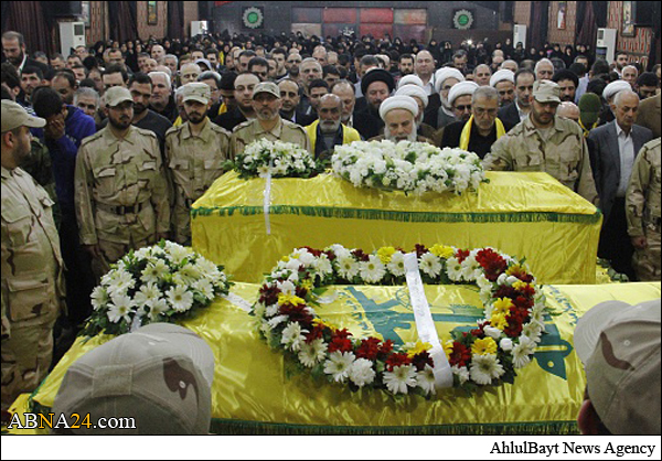 تشییع باشکوه دو رزمنده حزب‌الله در روضة الشهیدین + تصاویر