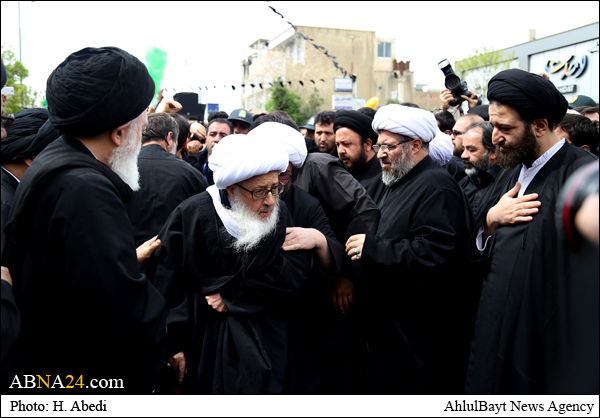 پیاده روی و عزاداری مراجع تقلید در قم + تصاویر